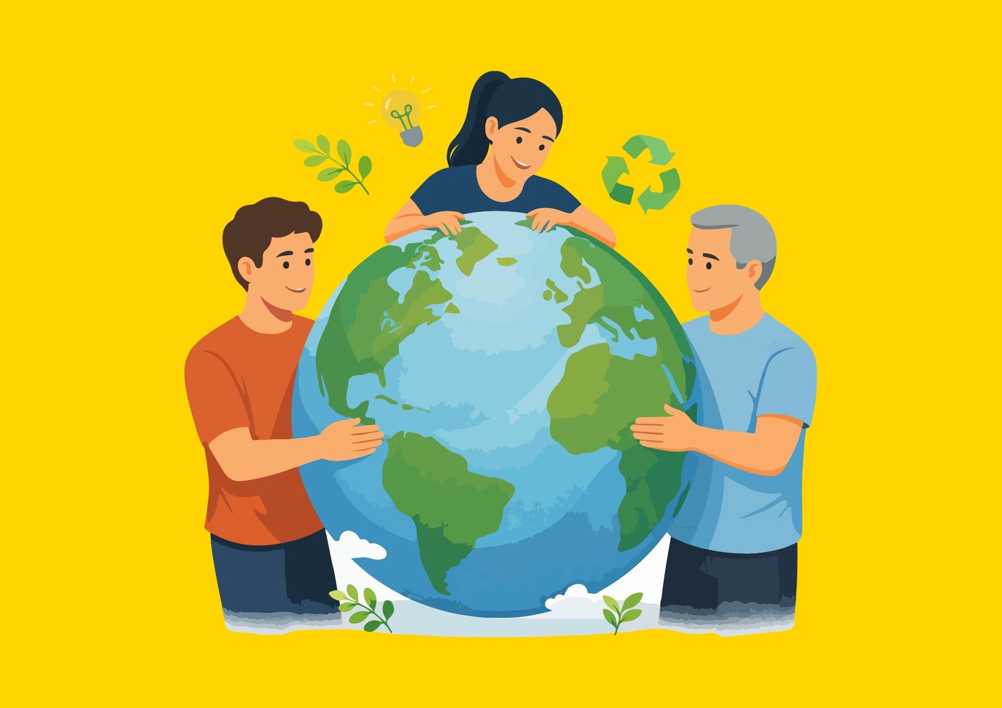 tre persone attorno ad un mappamondo