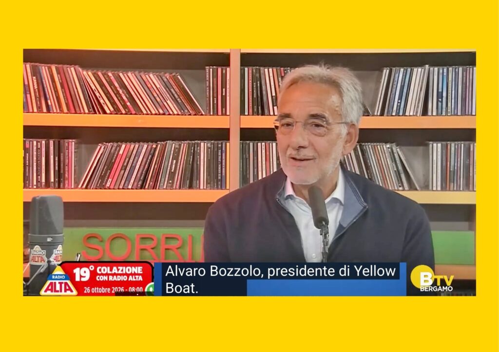 Yellow Boat ospite di "Colazione con Radio Alta" nella foto il presidente Alvaro Bozzolo durante l'intervista.
